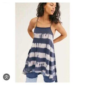 Free People We The Free Seashell Tie Dye Blue Mini Tunic Womens Dress Size M